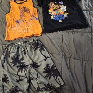 Crazy 8 Orange Tank Top with Navy Trim